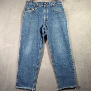 VTG Levis 545 Jeans Mens 34 x 27 Loose Fit Distressed Frayed Hem‎ Denim USA Made